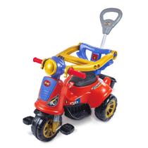 Triciclo Motoca Infantil Avespa Com Haste Removível Spider Vermelha e Azul Empurrador Maral