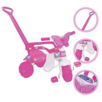Triciclo Motoca Infantil Butterfly 25 Kilos com Haste e Porta Treco