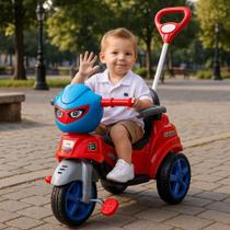 Triciclo Motoca Infantil com Empurrador Baby City Motoca Velotrol Pedal Menino