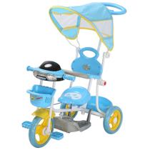 Triciclo Motoca Infantil Passeio com Empurrador Pedal Luz Som Capota Importway BW003 Azul