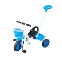 Triciclo Motoca Infantil Pedal Com Empurrador Azul