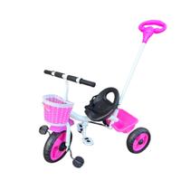Triciclo Motoca Infantil Pedal Com Empurrador Rosa