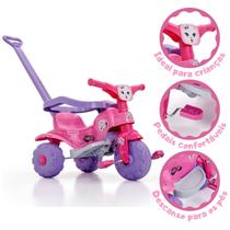 Triciclo Motoca Infantil Tico Tico Pets Rosa com Haste Removível - MAGIC TOYS