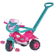 Triciclo Motoca Infantil Tico Tico Uni Rosa Magic Toys Proteção Haste E Apoio Removível