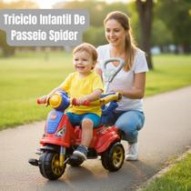 Triciclo Motoca Motoquinha Infantil De Passeio E Pedal Andador Com Haste Avespa Spider Bebê