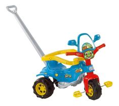 Triciclo Motoca Tico Tico Dino AZUL com Aro Haste Magic Toys