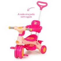 Triciclo Motoca Totoca Infantil Com Haste e Barra de Proteção Removível Toy Menina Rosa Urban Baby