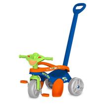 Triciclo Mototico Azul Passeio E Pedal Com Haste Removível