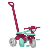 Triciclo Mototico Rosa Passeio E Pedal Com Haste Removível