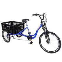 Triciclo multiuso com marcha azul - caixa vazada - Dream Bike