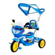 Triciclo Passeio Divertido Motoca Capota Infantil Azul - DM Toys