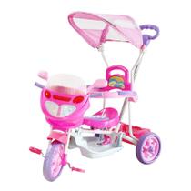 Triciclo Passeio Divertido Motoca Capota Infantil Rosa - DM Toys