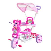 Triciclo Passeio Divertido Ursinho Capota Infantil Empurrador DM Toys DMT5581 Rosa
