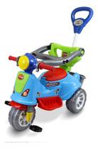 Triciclo Passeio Infantil Com Empurrador Avespa Azul Colorido Maral