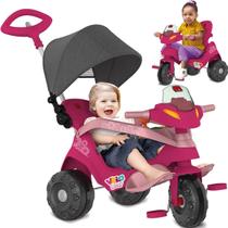 Triciclo Passeio Pedal Bandeirante Velobaby com Capota Rosa