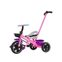 Triciclo Rosa Infantil UNITOYS com Empurrador Dirigível e Cinto de Segurança