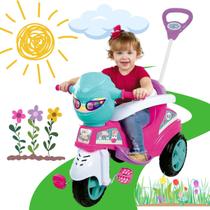 Triciclo Rosa para Passeio com Empurrador - Menina - Maral