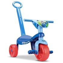 Triciclo Smurfs Menino Com Haste - Samba Toys