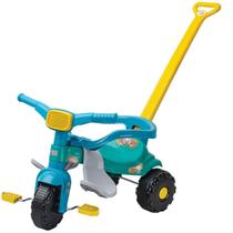 Triciclo Tico-Tico Smart Cebolinha Magic Toys 2562 - com Aro de Proteção, Luzes e Sons - Haste Removível - Azul e Verde