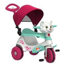 triciclo velobaby com luzes e sons gatinha com capota e pedal bandeirante