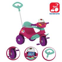 Triciclo Velobaby Rosa Passeio E Pedal Com Haste Removivel - Bandeirante