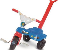 Triciclo Velotrol Infantil Tico Tico Policia Com Empurrador (Azul Policia)