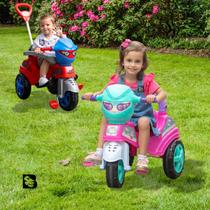 Triciclo Velotrol para Passeio com Empurrador Para Menina ou Menino Rosa ou Azul Unicórnio Spider