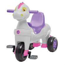 Tricilo Infantil Didino Rosa 2 Em 1 Haste Empurrador Pedal Com Som De Dinossauro