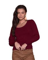 Tricô Feminino Manga Longa Com Detalhe De Trança Tricô Feminino Manga Longa Com Detalhe De Trança