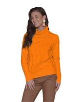 Tricô Feminino Manga Longa Detalhe De Tranças Largas E Gola Alta Mais Larga Tricô Feminino Manga Longa Detalhe De Tranças Largas E Gola Alta Mais Larga