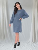 Trico Vestido Curto Oversized Manga Longa Casual Feminino