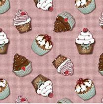 Tricoline Coleção Cupcakes Fundo Rosa CP004 - 0,30x1,50 Mts - 100% Algodão Tricoline Coleção Cupcakes Fundo Rosa CP004 - 0,30x1,50 Mts - 100% Algodão