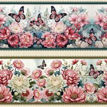 Tricoline Digital Barrado Borboletário 55cm x 1,50m - 100% Algodão