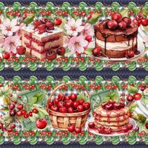 Tricoline Digital Barrado Cereja 55cm x 1,50m - 100% Algodão