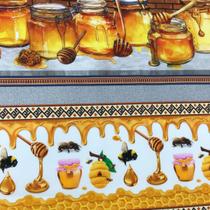 Tricoline Digital Barrado Doce Mel 10 faixas Barrado Pano de Prato