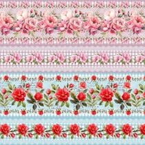 Tricoline Digital Barrado Floral Pétalas de Amor 55cm x 1,50mt - 100% Algodão Tricoline Digital Barrado Floral Pétalas de Amor 55cm x 1,50mt - 100% Algodão