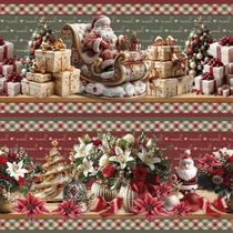Tricoline Digital Barrado Natal Encantos de Noel 55cm x 1,50m - 100% Algodão Tricoline Digital Barrado Natal Encantos de Noel 55cm x 1,50m - 100% Algodão