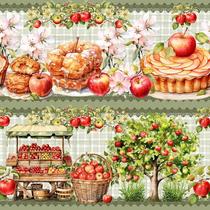 Tricoline Digital Barrado Pomar de Maçã 55cm x 1,50m - 100% Algodão