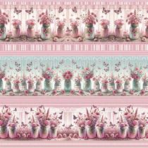 Tricoline Digital Barrado Potes de Amor 55cm x 1,50m - 100% Algodão