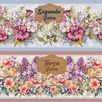 Tricoline Digital Barrado Semaninha Floral Vintage 55cm x 1,50m - Ideal para Artesanato e Costura Criativa