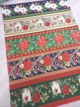 Tricoline digital faixas barrados natalinos azul escuro Tricoline digital faixas barrados natalinos azul escuro