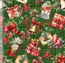 Tricoline Digital Natal Presentes Fundo Verde 89055 Tricoline Digital Natal Presentes Fundo Verde 89055