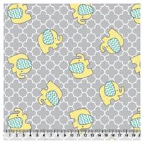 Tricoline elefantes amarelos fundo cinza 50x150cm - Un