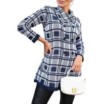 Tricot campos cl011 feminino, com botões, casaco, blusa.