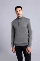 Tricot Gola Alta com Meio Zíper- Cinza