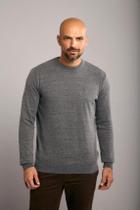 Tricot Gola Careca Básico Liso - Cinza Grafite
