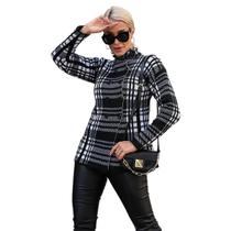 Tricot gramado cl012 feminino, com botões, casaco, blusa