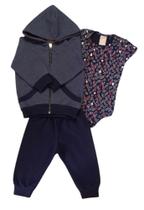 Trijunto Bebê Masculino Body MC + Jaqueta com Capuz ML + Calça Colorittá