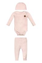 Trijunto Bebê Menina Body. Calça e Gorro em Ribama Glinny Cor:RosaTamanho:M Trijunto Bebê Menina Body. Calça e Gorro em Ribama Glinny Cor:RosaTamanho:M