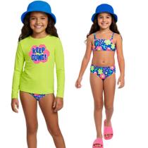 Trijunto Menina BGR Camiseta e Biquíni em Malha Splash c/Proteção UV50+ Tamanho:12Cor:AMARELO Trijunto Menina BGR Camiseta e Biquíni em Malha Splash c/Proteção UV50+ Tamanho:12Cor:AMARELO